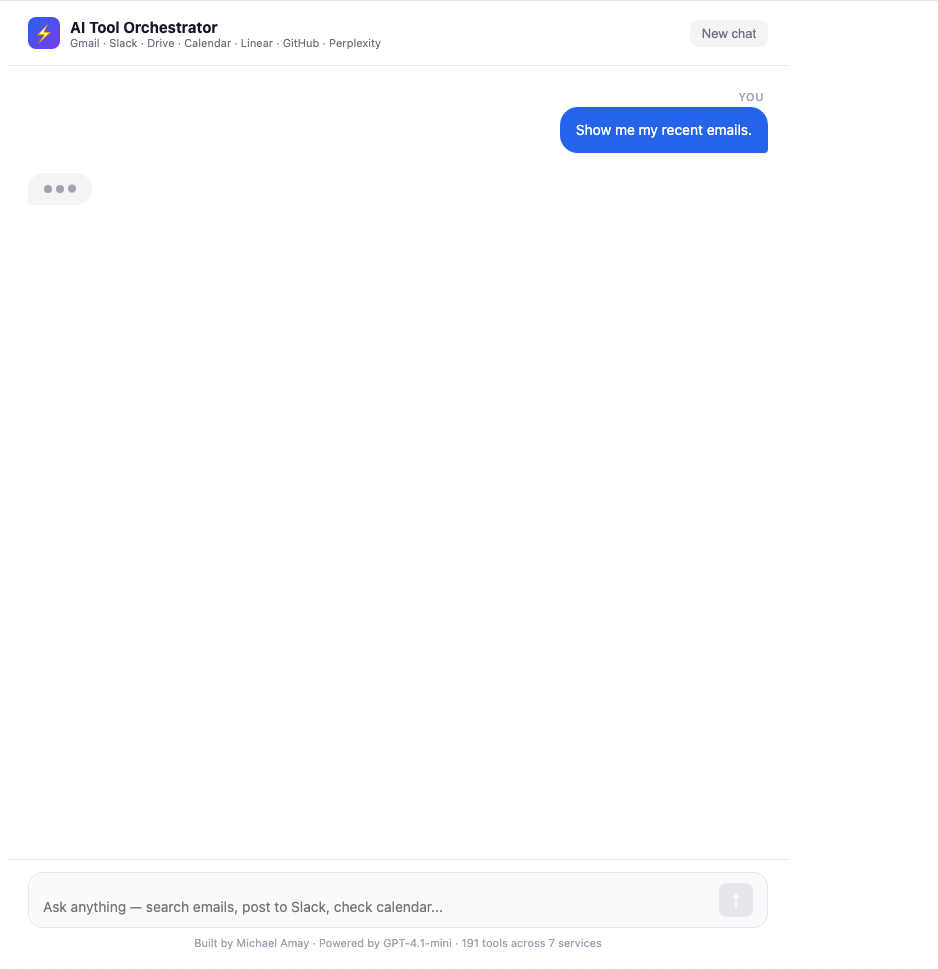AI Tool Orchestrator chat prompt