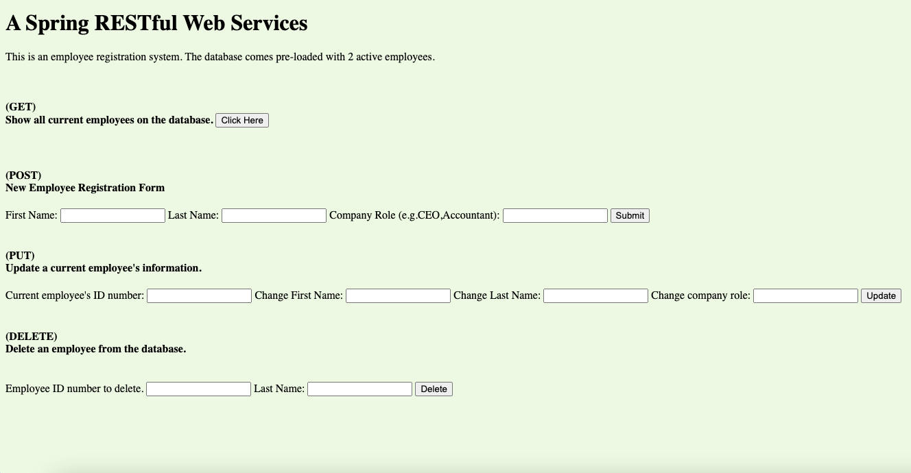 Employee System home page