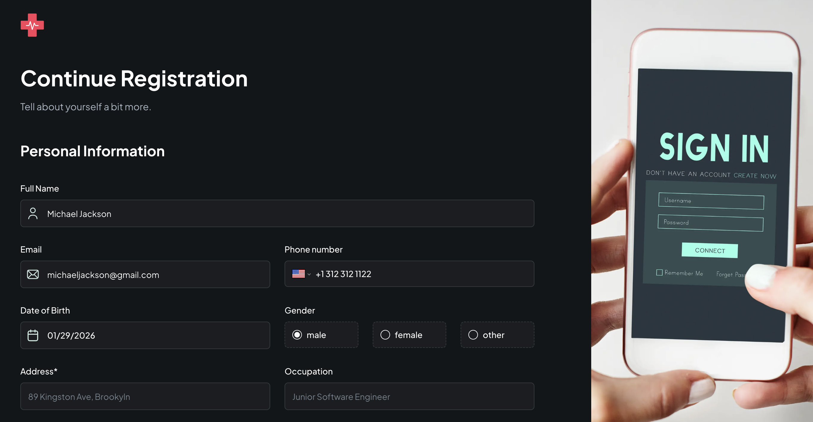 Continue patient registration