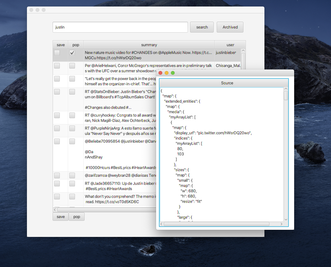 Twitter Viewer saved tweet source